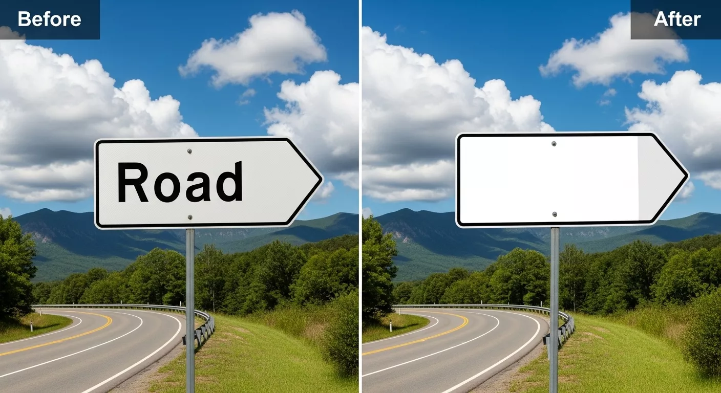 road sign text remover